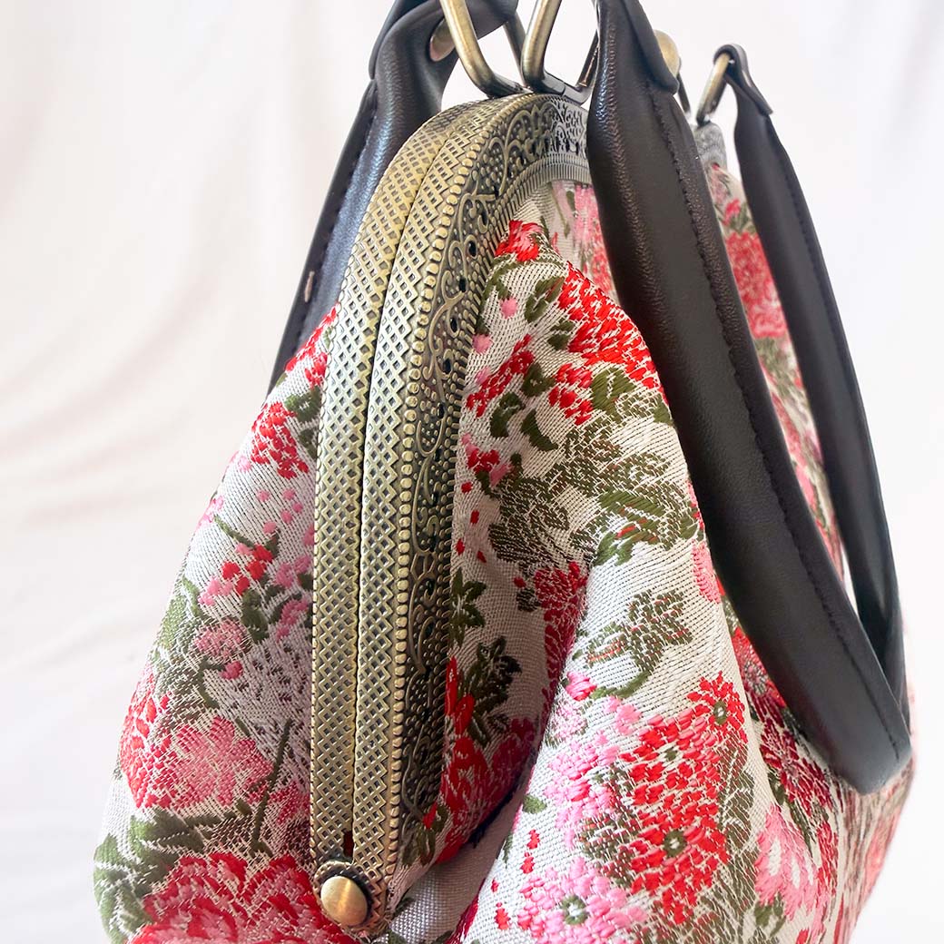 (残り2品)豪華刺繍 がま口ハンドバッグ 「gama- bag」 - HARUMEKI
