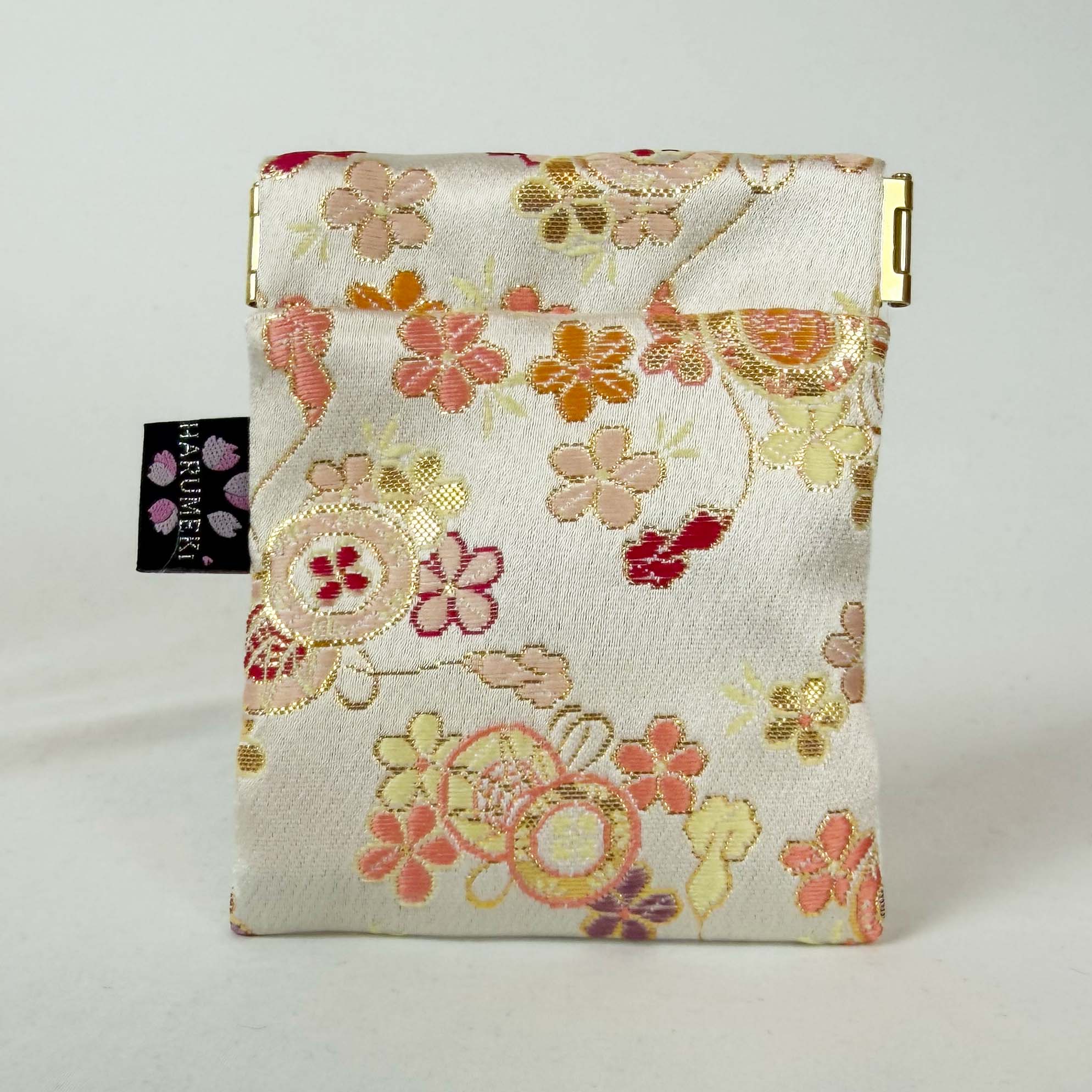 指先で開く『きらりポケット mini』ヴィンテージ金襴 バネ口ポーチ / アクセサリー・薬入れ - HARUMEKI