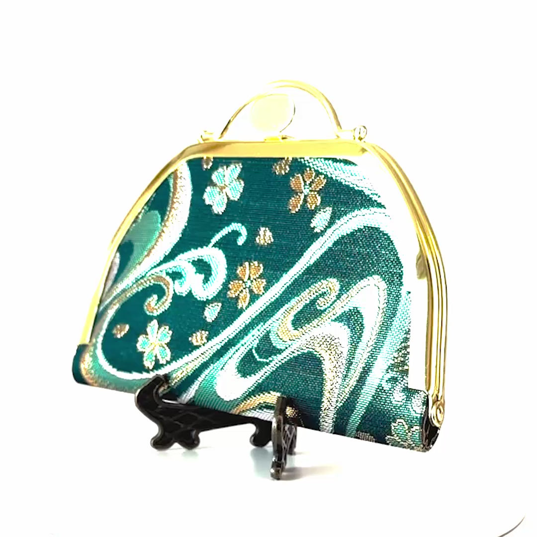 ワンタッチで開く】金襴がま口財布/押し口タイプ がま口 マルチケース