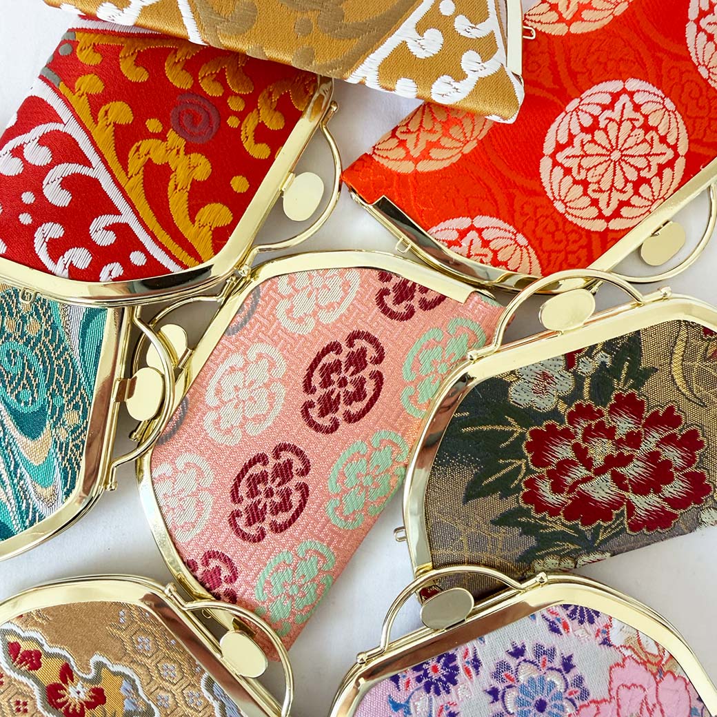 【ワンタッチで開く】押し口 がま口 マルチケース （金襴 / 小銭入れ・アクセサリーポーチ・和雑貨） - HARUMEKI