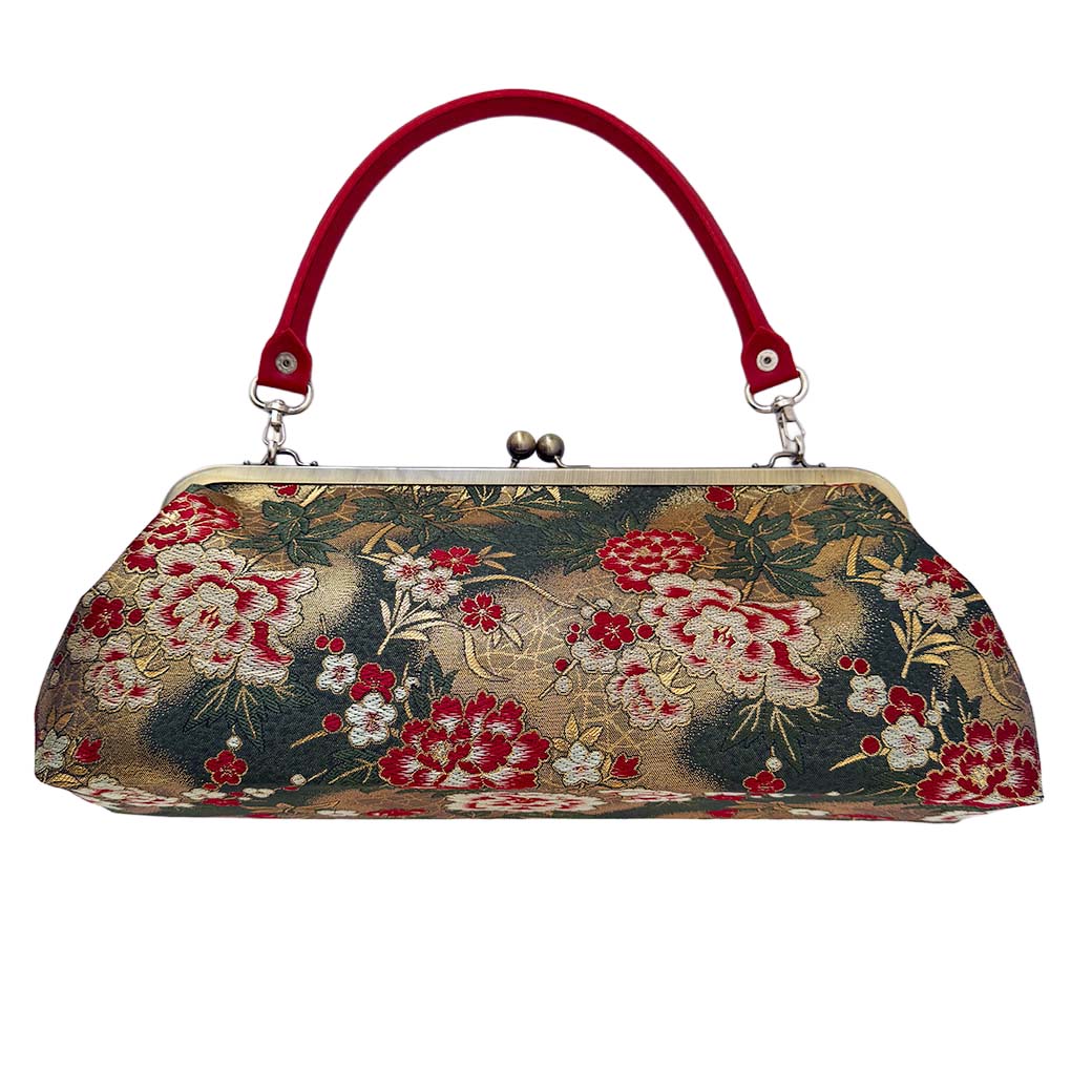 残り2品）豪華刺繍 がま口ハンドバッグ 「gama- bag」